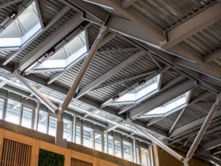 Internal view of standing seam metal roof system