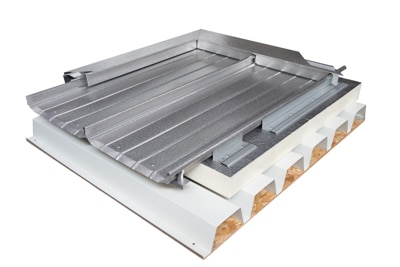 Cross sectional build up of the R-MER LOC standing seam metal roof system