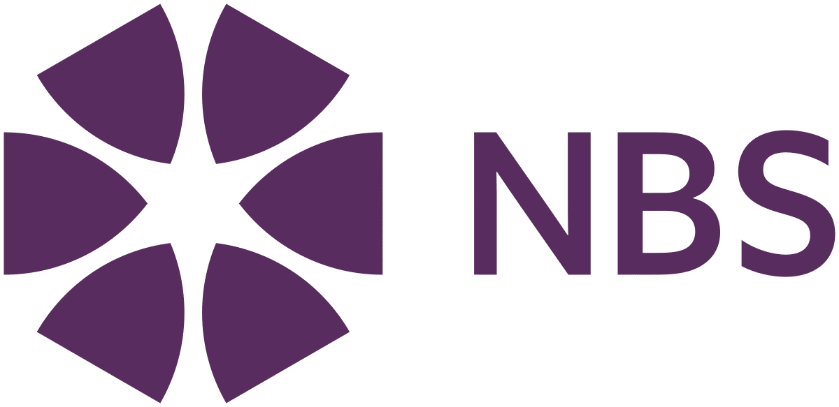 Purple NBS logo with geometric star shape