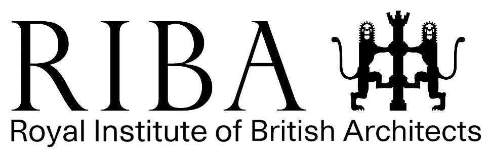 RIBA logo with black letters and heraldic crest