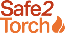 Safe2Torch logo with orange flame icon