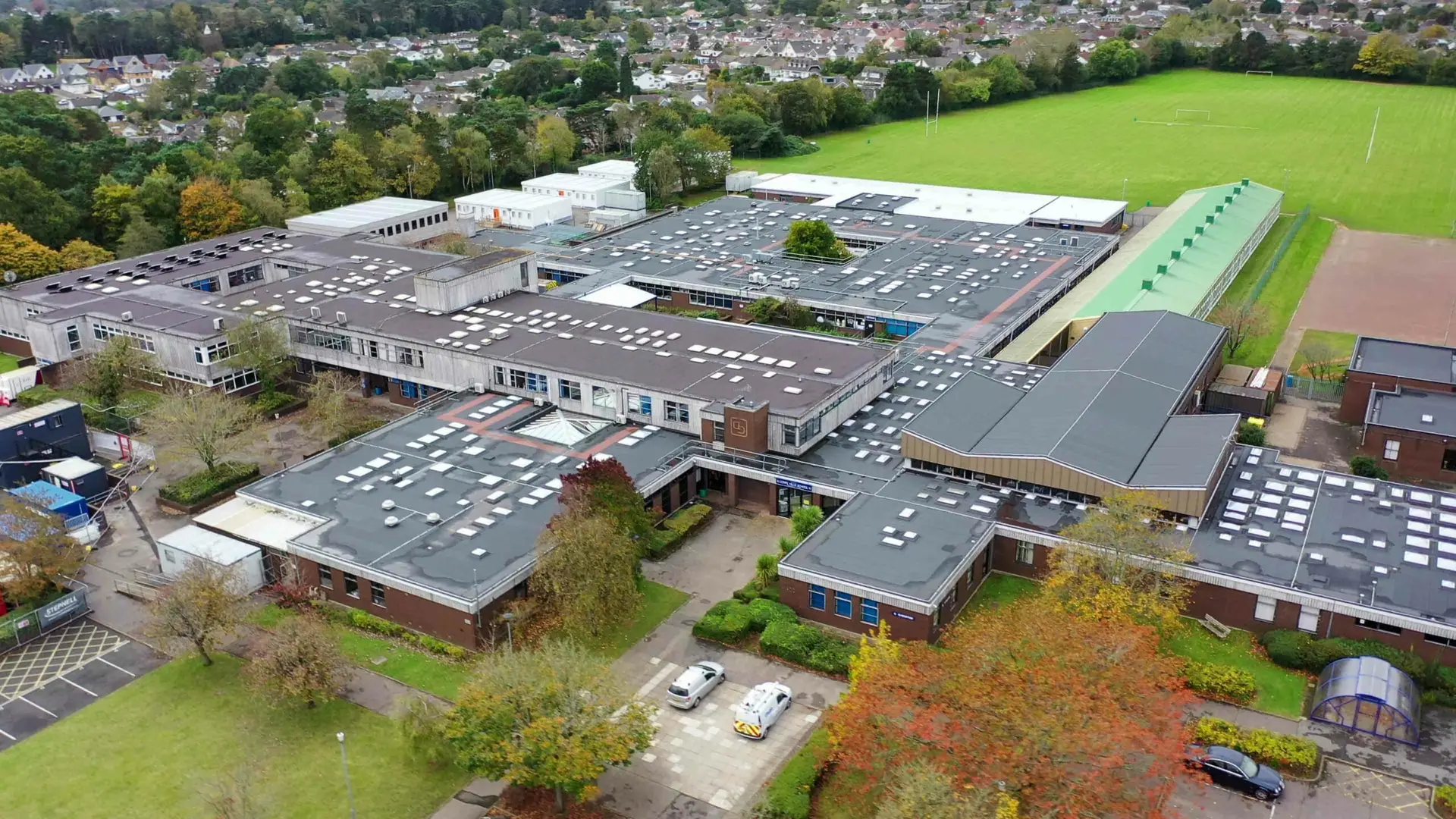 Corfe Hills roof refurbishment aerial shot