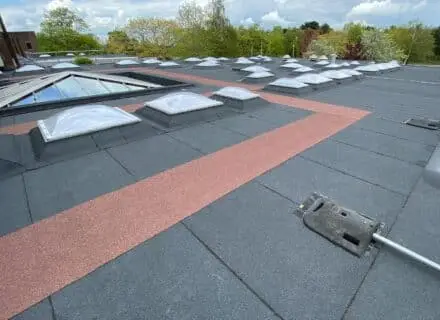 Corfe Hills StressPly Flex roof, with detailed workmanship around the rooflight penetrations