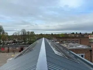 Pitch of metal roof with solar panels