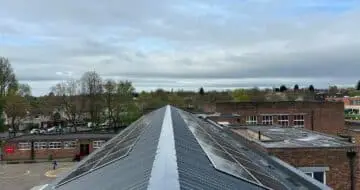 Pitch of metal roof with solar panels