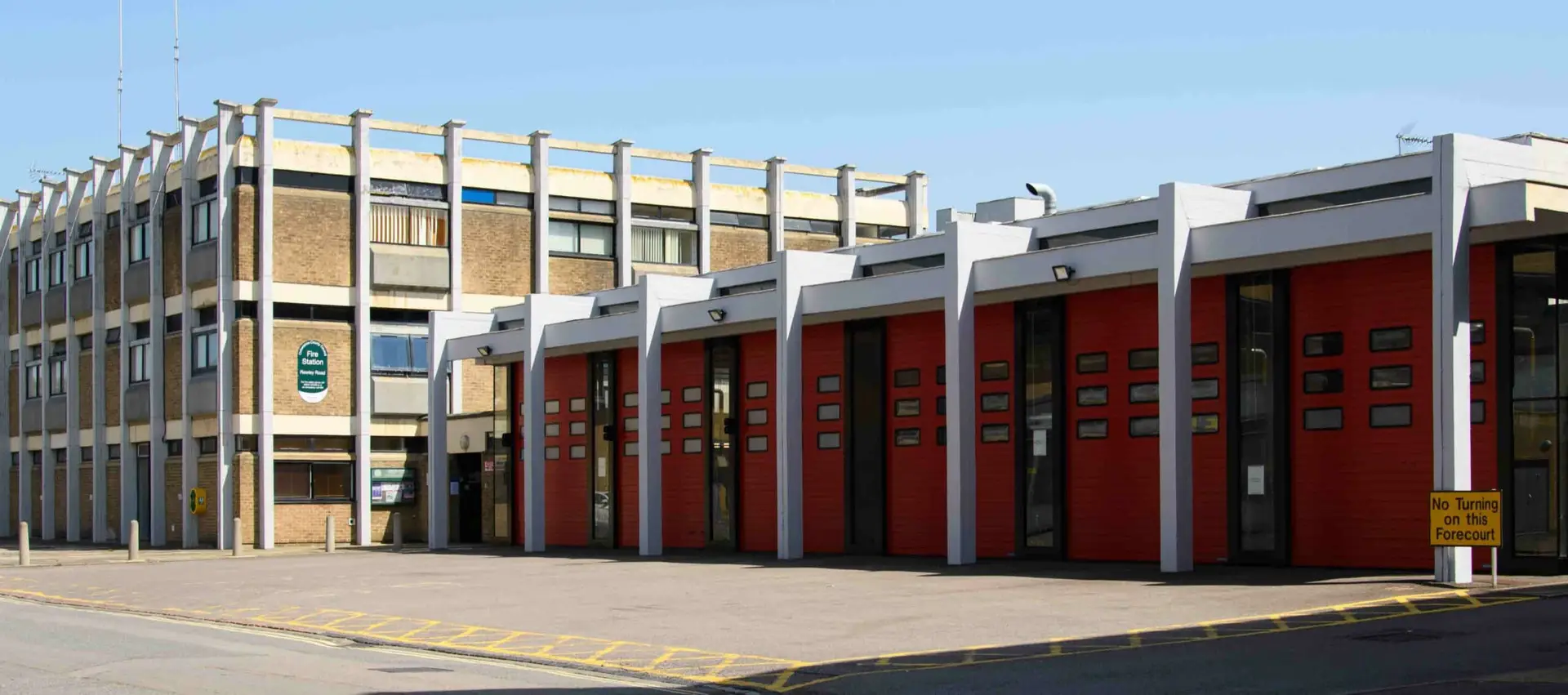 Fire station with flat roof