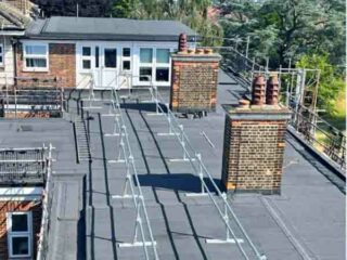 During construction- the Memorial Hospital roof refurbishment