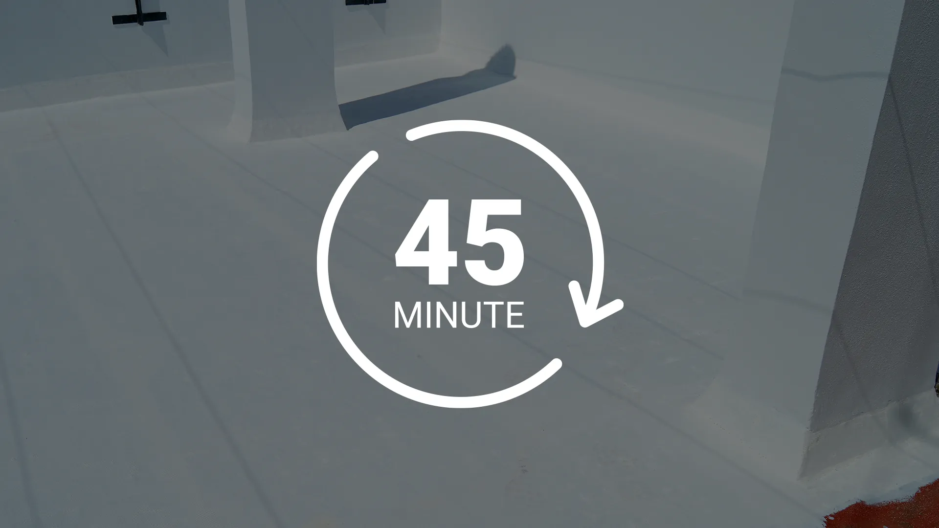 45 minute timer icon with circular arrow design overlay